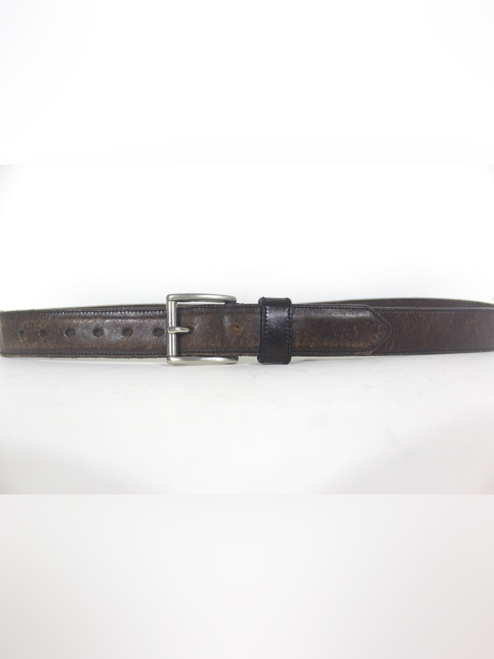 Vintage Worn In Distressed Grunge Brown Leather Work Belt unisex Thrashed BRAVE